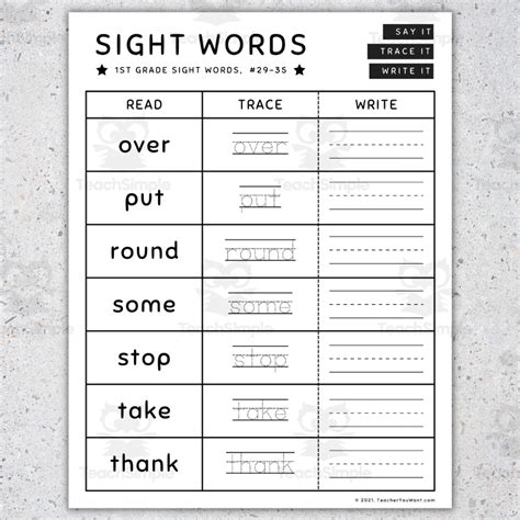 St Grade Sight Words Read Trace And Write Worksheets And Activities