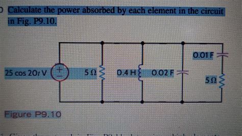 Solved Calculate The Power Absorbed By Each Element In The Chegg