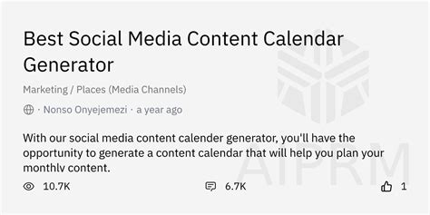 Prompt Best Social Media Content Calendar Generator By Nonso