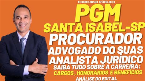 Procurador PGM Santa Isabel SP Saiu Edital YouTube