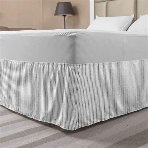 Amazon Lunarable Striped Bed Skirt Thin Black And Grey Stripes On