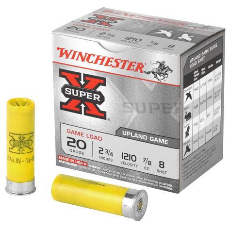 Winchester Super X Game Load Ammunition 20 Gauge 2 3 4″ 7 8 Oz 8 Shot Box Of 25 The Gun