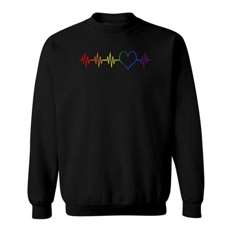 Lgbt Rainbow Heartbeat Funny Gay Pride Month Gift Men Women Sweatshirt Seseable