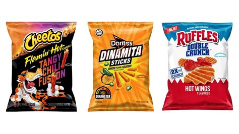 Spicy Snack Roundup Cheetos Flamin Hot Tangy Chili Fusion Smokey Chili Queso Dinamita Sticks