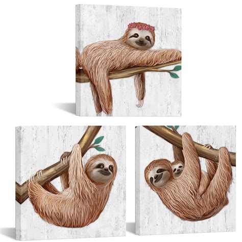 Cute Sloth In The Forest Canvas Wall Art Craft Canvases