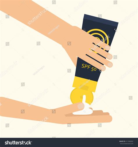 Hands Applying Sunscreen Vector Illustration Using Immagine Vettoriale Stock Royalty Free