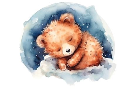 Premium Photo Baby Teddy Bear Sleeping On The Moon Painted In