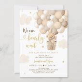 Teddy Bear Hot Air Balloon Gold Baby Shower Invitation Zazzle