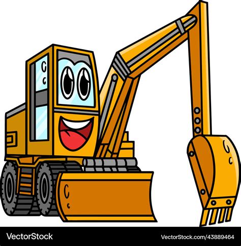 Excavator with face vehicle cartoon clipart Vector Image