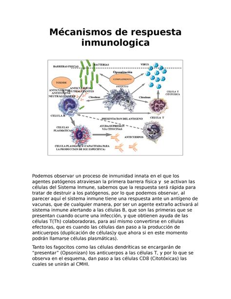 Mecanismos DE Respuestas Inmunologicas Mécanismos de respuesta