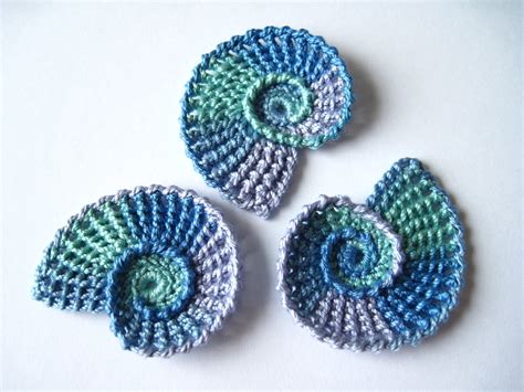 Crochet Sea Shells Applique by GoldenLucyCrafts on Etsy