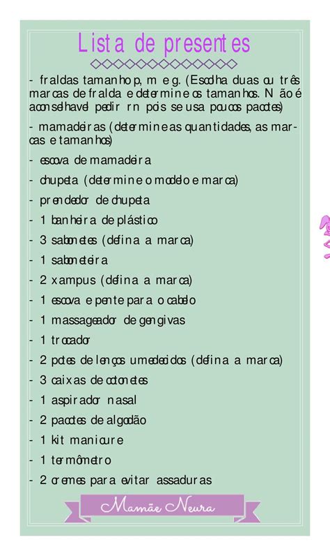 Lista De Presentes Para Chá De Bebê By Luisa Aranha Issuu