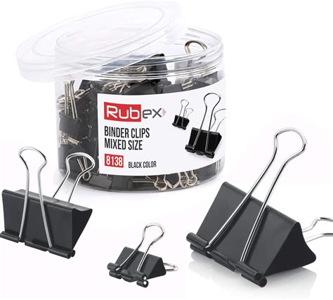 RUBEX 120 clips para carpetas de color negro y tamaño mixto clips