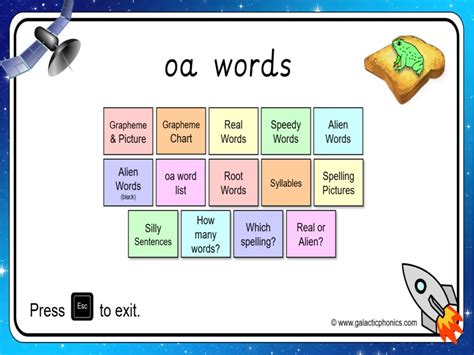 Oa Worksheets And Games Galactic Phonics