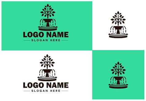 Premium Vector Fountain Icon Water Feature Well Spring Flat Logo Sign