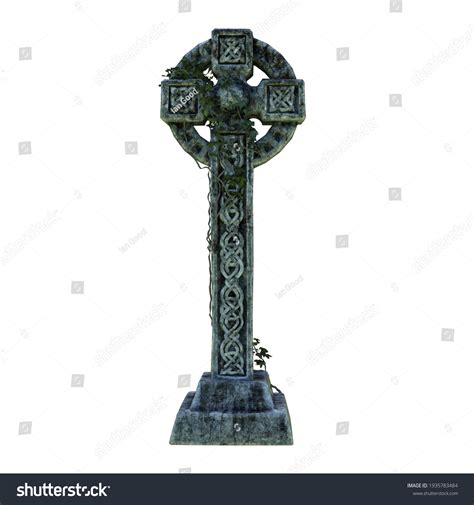 Old Grey Gothic Gravestone 3d Illustration Stock Illustration