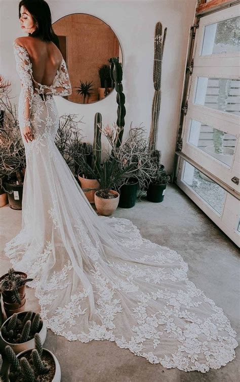 Sheer Floral Lace Wedding Dress With Long Sleeves Kleinfeld Bridal