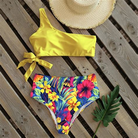 Bikini Women Swimwear Push Up Swimsuit One Shoulder Print Brazilian Bikini Set Biquini Bathing