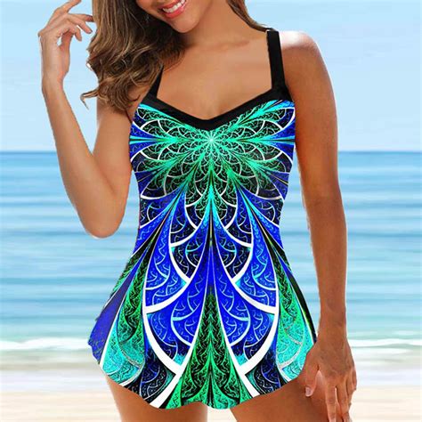 Ladigasu Swim Suits For Women Women Bikini Print Strappy Back Set Two Piece Swimsuits