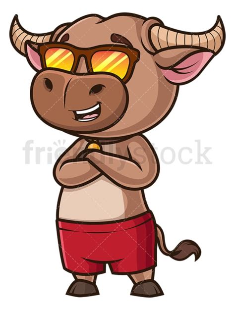 Cool Ox With Sunglasses Cartoon Clipart Vector - FriendlyStock