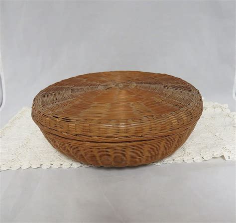 Sale Antique Sewing Basket Wicker Rattan Bamboo Etsy