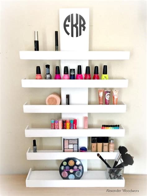 Wall Mounted Makeup Shelf Makeup Organizer Nail Polish Holder Make Up