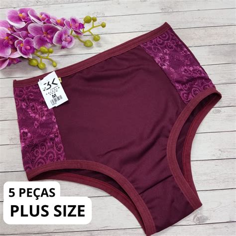 Kit Calcinha Plus Size Hot Pants Cintura Alta Cal Ola Confortavel Kit Vov Shopee Brasil