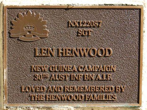 Henwood Len Kokoda Track Memorial Walkway