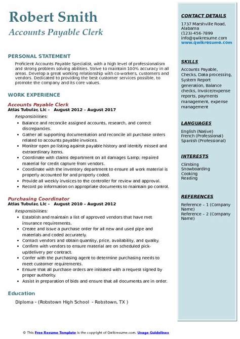 Accounts Payable Clerk Resume Samples Qwikresume