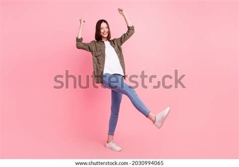 Full Size Photo Impressed Brunette Hairdo Stock Photo