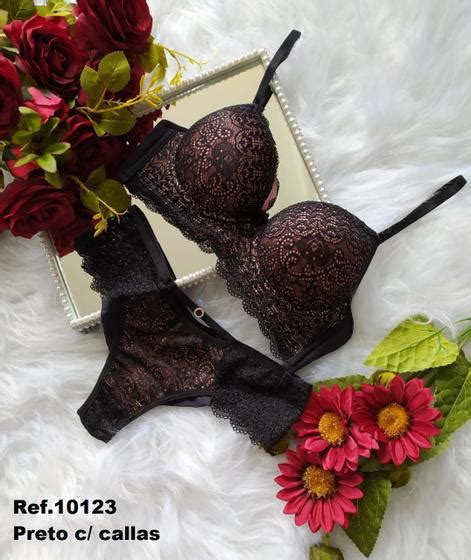 Conjunto de Lingerie Rendado Base de sustentação em Espuma Psil Lingerie Conjunto de