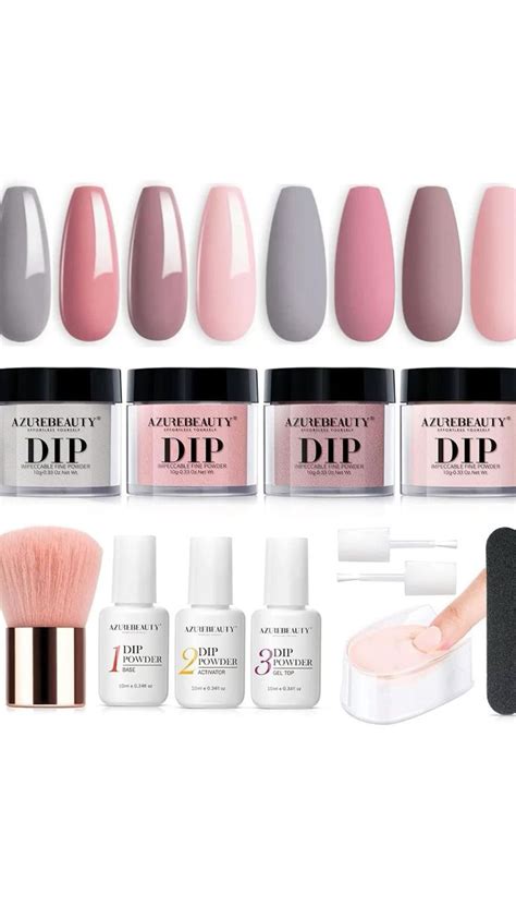 Azurebeauty Dip Powder Nail Kit Colors Gentle Nude Pink Neutral Skin Dipping Powder System