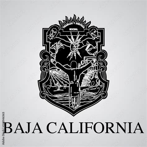 Silhouette Of Baja California Coat Of Arms Mexican State Vector