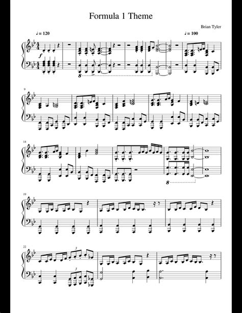 Formula 1 Theme Brian Tyler Sheet Music For Piano Download Free In