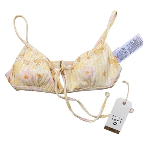 Billabong Swim Nwt Billabong Make You Mine Yellow Floral Bikini Top S Poshmark