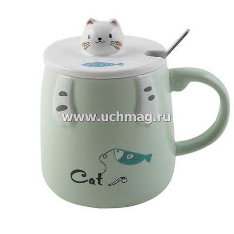 Кружка керамическая с крышкой и ложкой "Cat" – купить по цене: 547,08 ...