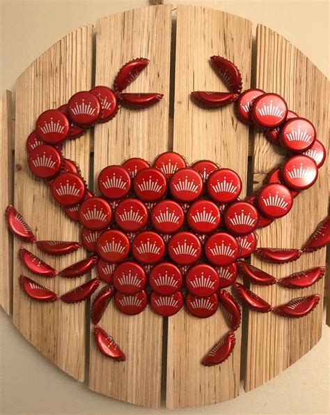 Budweiser Beer Cap Crab Etsy Seashell Crafts Beach Crafts Summer