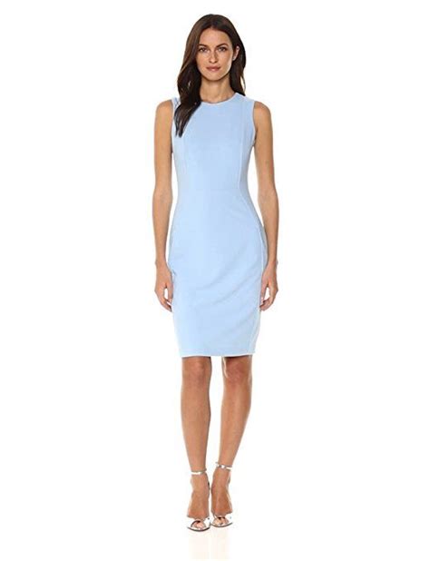 Calvin Klein Womens Scuba Crepe Sleeveless Princess Seam Sheath Dress