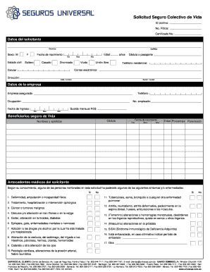 Completable En L Nea Visio Formulario Solicitud Seguro Colectivo De