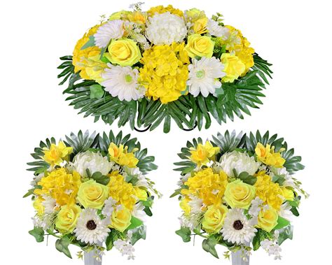 Henomo Headstone Flower Saddle For Grave Artificial Cemetery Flowers