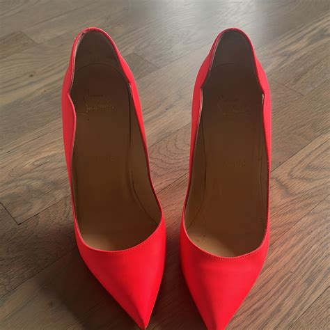 Christian Loubatin Hot Pink Orange Heel Gem