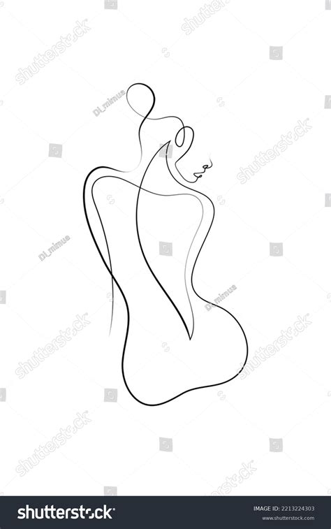 Nude Woman Face Abstract Silhouette Continuous Stock Vector Royalty Free Shutterstock