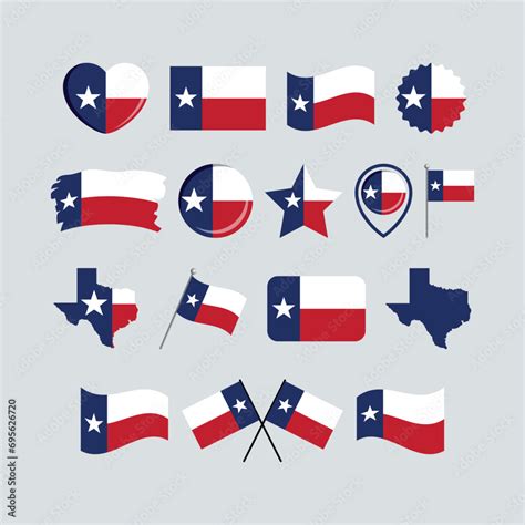 Texas Flag Icon Set Vector Isolated On A Gray Background Flag Of Texas Graphic Design Element