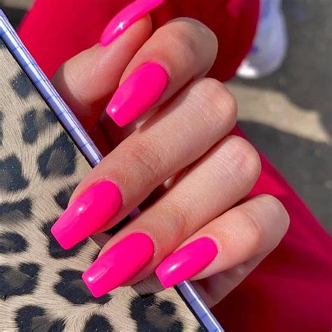 Amazon Hot Pink Press On Nails Medium Long Kqueenest Thick Glue On Nails Medium Coffin