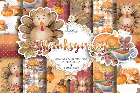 Watercolor Thanksgiving Digital Papers Graphic By Dandelionery