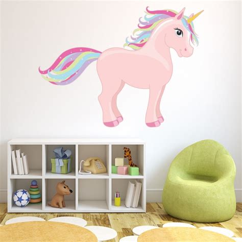 White Unicorn Rainbow Sparkle Wall Sticker 70e