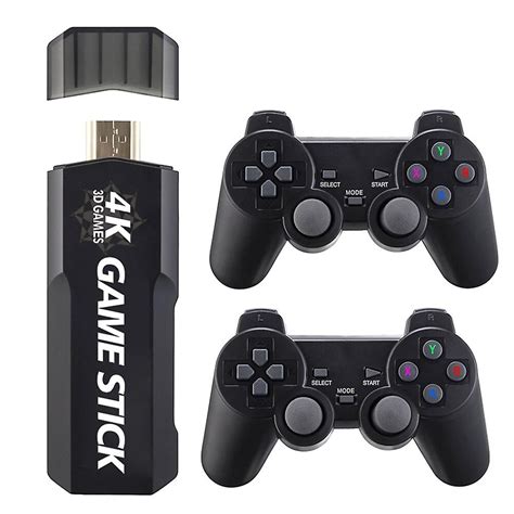 Game Stick 4k 3D Mini Videospielkonsole mit 2 Wireless Controller Set ...