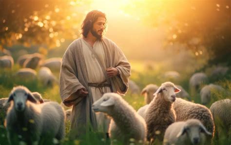 Ai Generated A Bible Jesus Shepherd With His Flock Of Sheep During