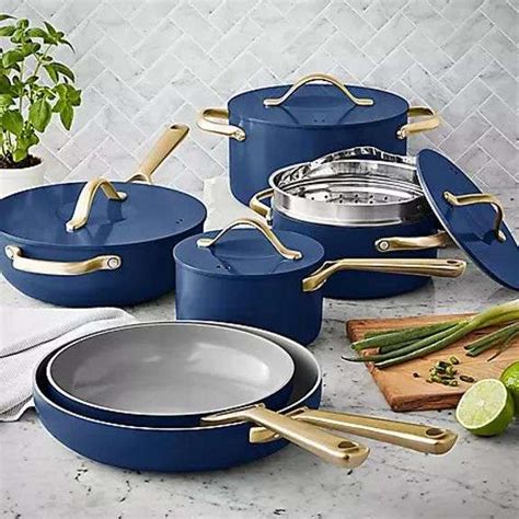 Member S Mark 11 Piece Modern Ceramic Cookware Set Navy Dutch Goat