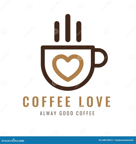 Coffee Shop Design Logo. Concept of Love and Coffee Stock Vector